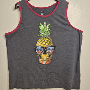 July 4th T-Shirt Sleeveless Pineapple Skull Sunglasses USA Size 2XL